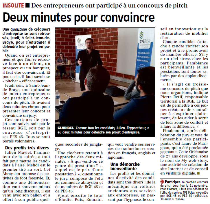 article concours de pitch