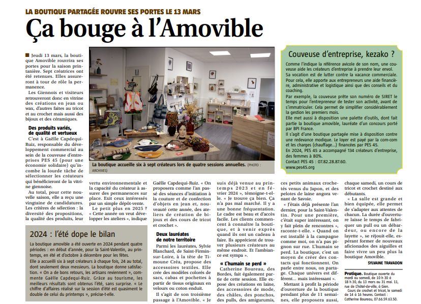 Boutique amovible ART JDG mars 2025
